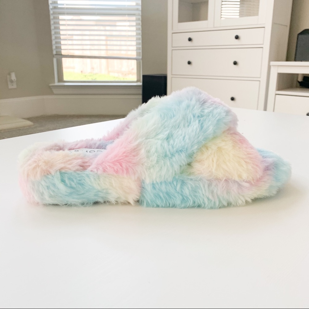 Top Moda Rainbow Faux Fur Slippers Ben-25 - Picture 3 of 9